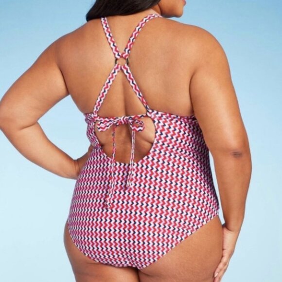Kona Sol Multicolor One Piece V- Neck Swimsuit NWT XL - Picture 5 of 12